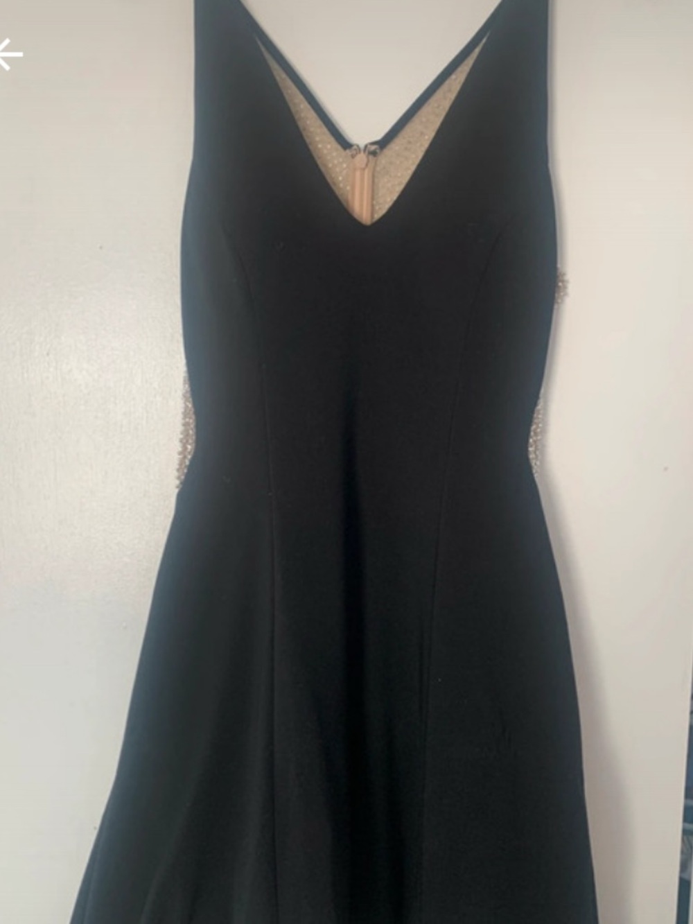 Avery Black Evening Dress with Gold Beaded Side Panels